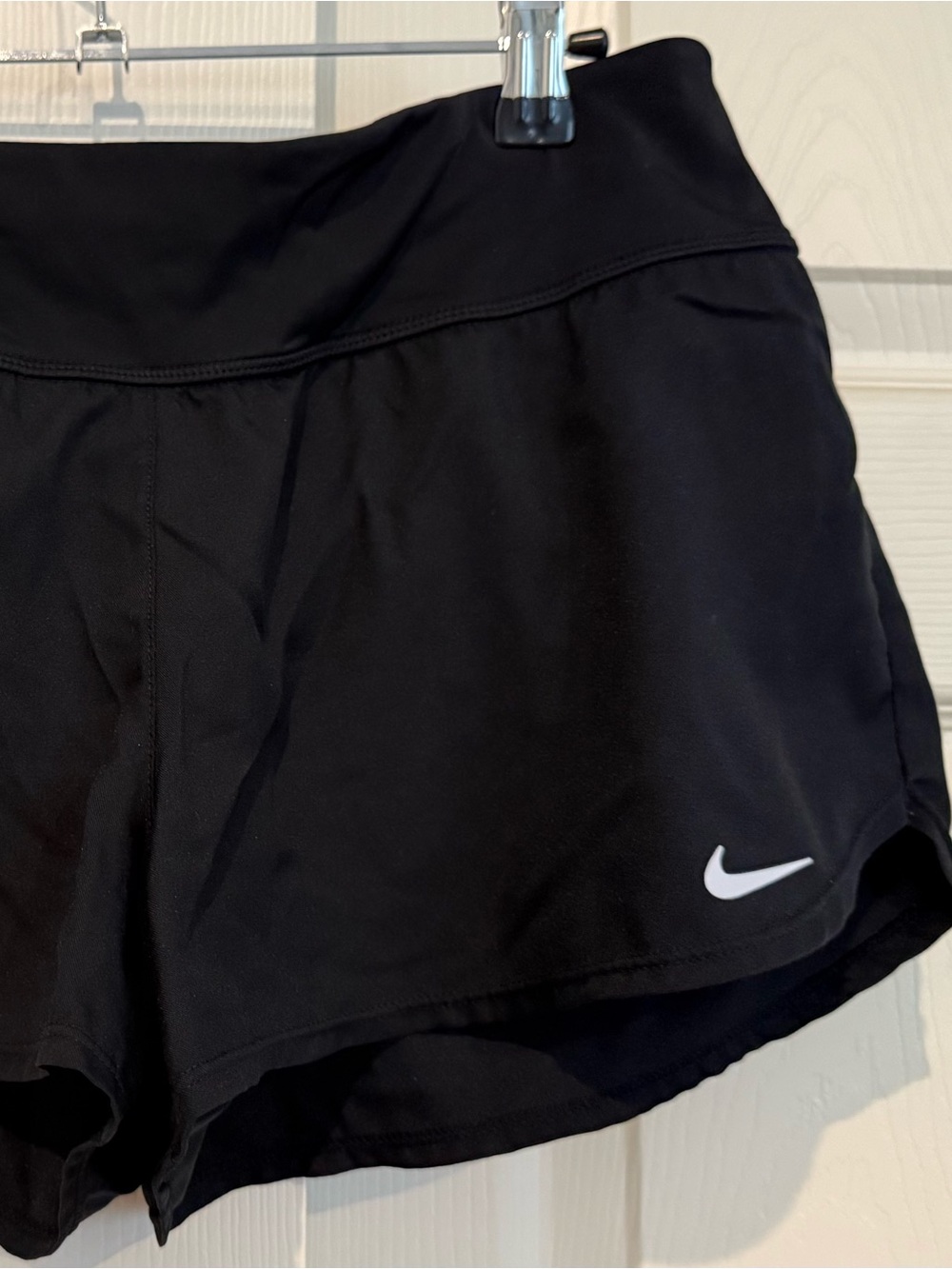 Nike Black Women's Athletic Shorts with White Swoosh